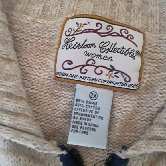 EUC Vintage 2000 Heirloom Collectibles Women Zip Cardigan Knit Sweater Size 2X - Picture 3 of 5
